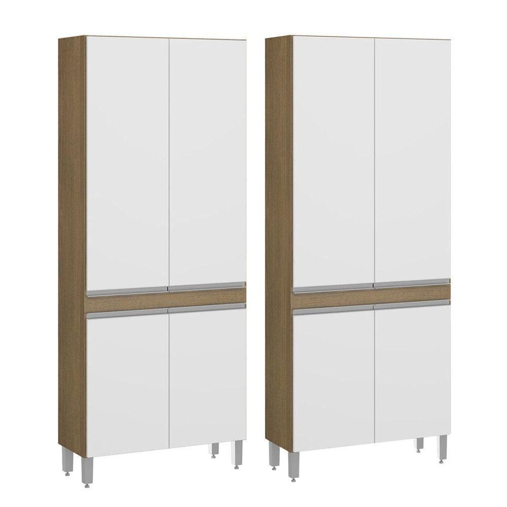 Kit Armário Paneleiro Multiuso Cozinha 4 Portas Menu Móveis Branco