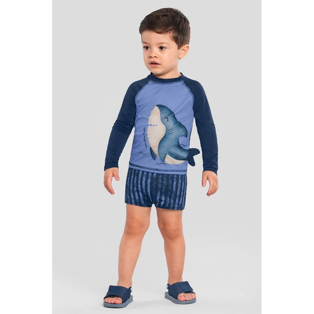 Conjunto infantil menino de tubarão Brandili Hora do Mergulho