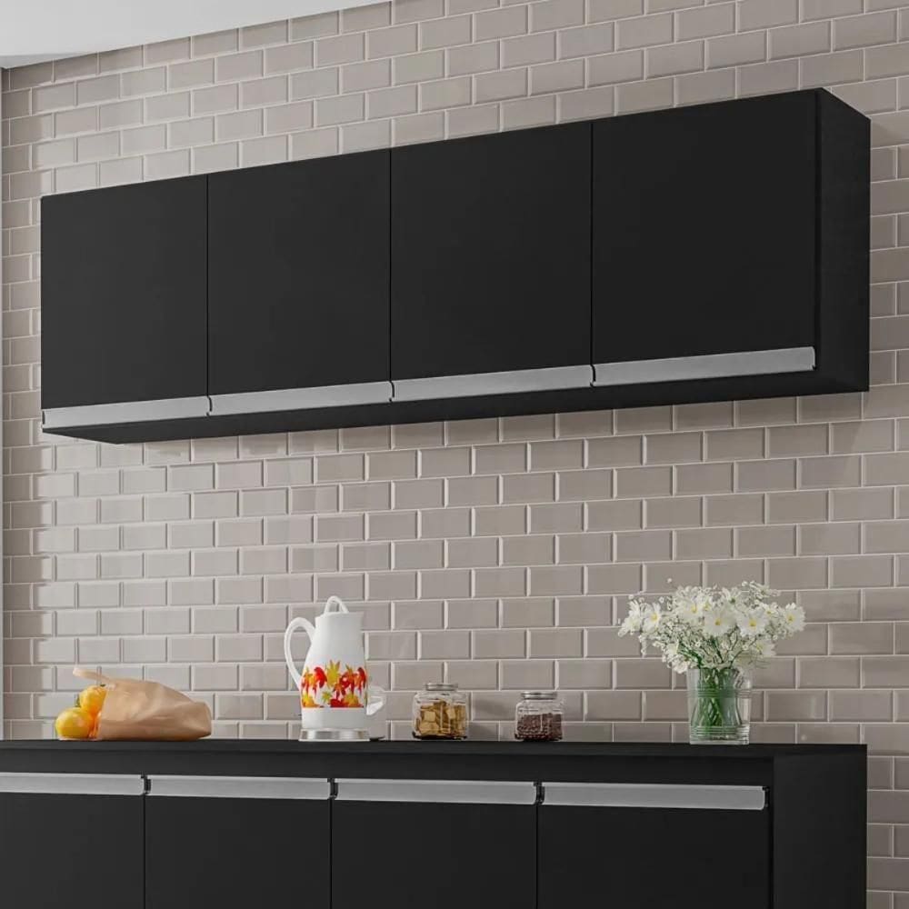 Armario Aereo Texas 4pts 1,60m Preto Fosco