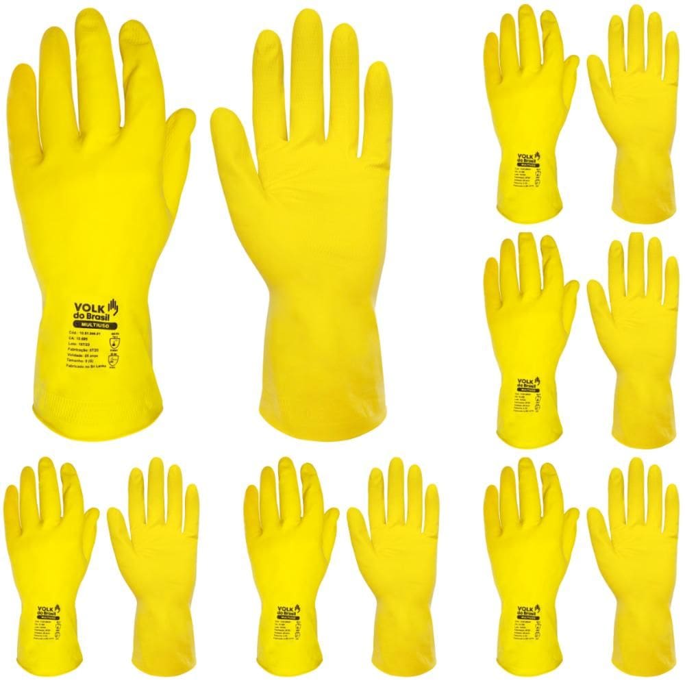 Kit 12 Luva de Limpeza Multiuso Impermeável Latéx Antederrapante Volk