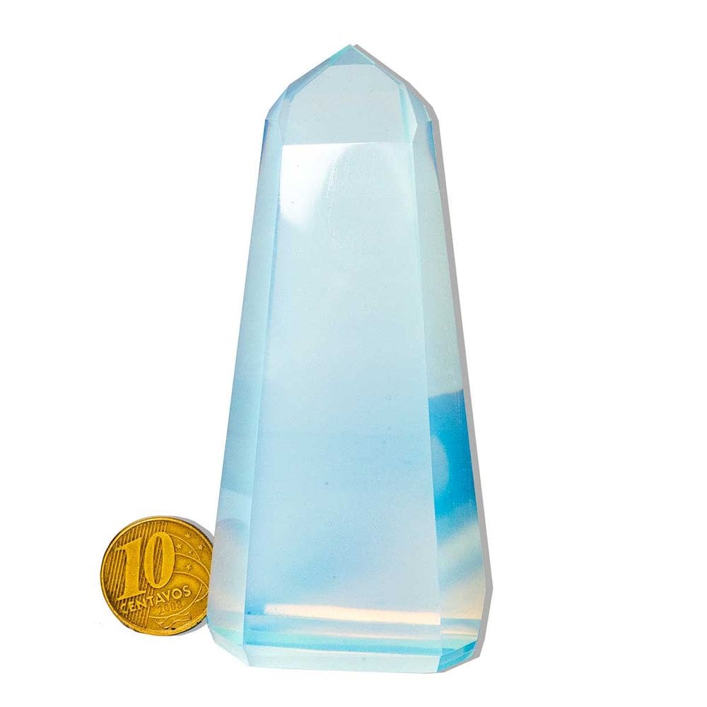 01 Ponta Pedra Opalina Lapidado 9 a 10cm Média 140g Tipo A