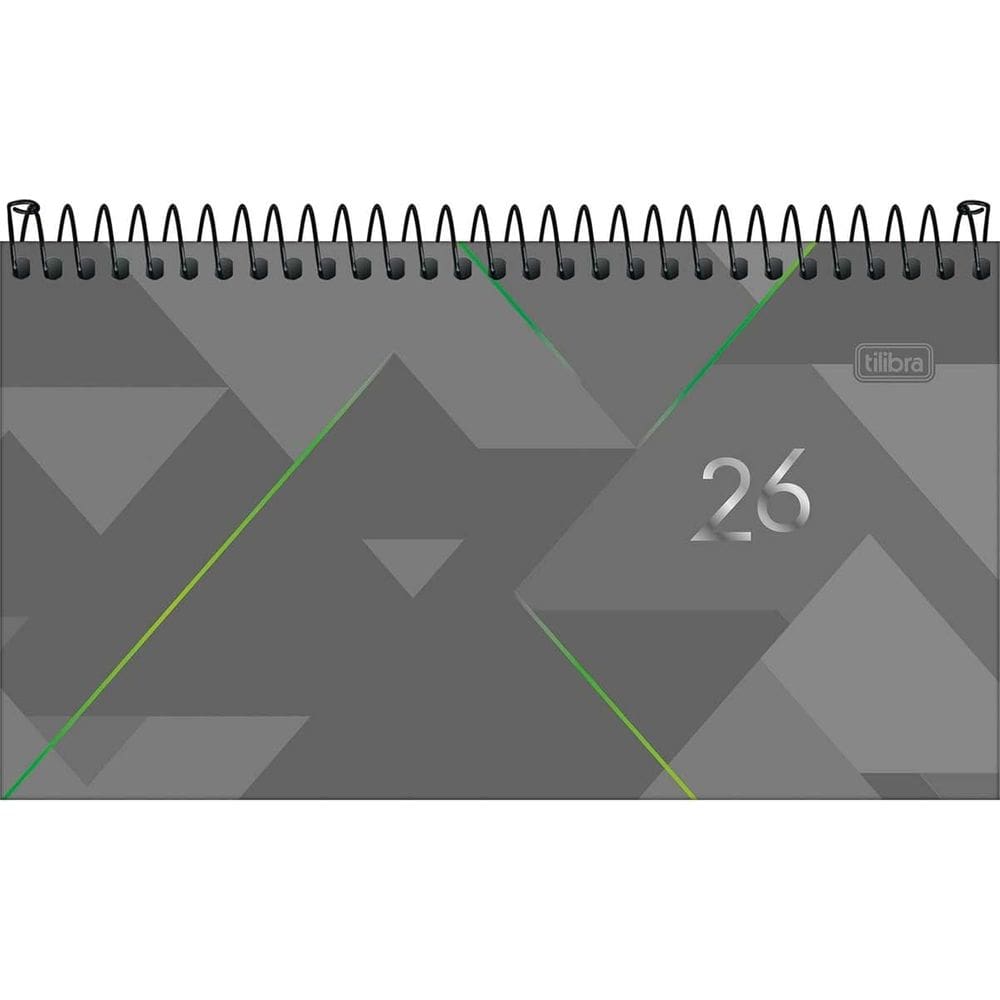 Tilibra - Agenda Executiva Espiral Semanal 16,7 x 8,9 cm Spot 2026 - Cinza e Verde