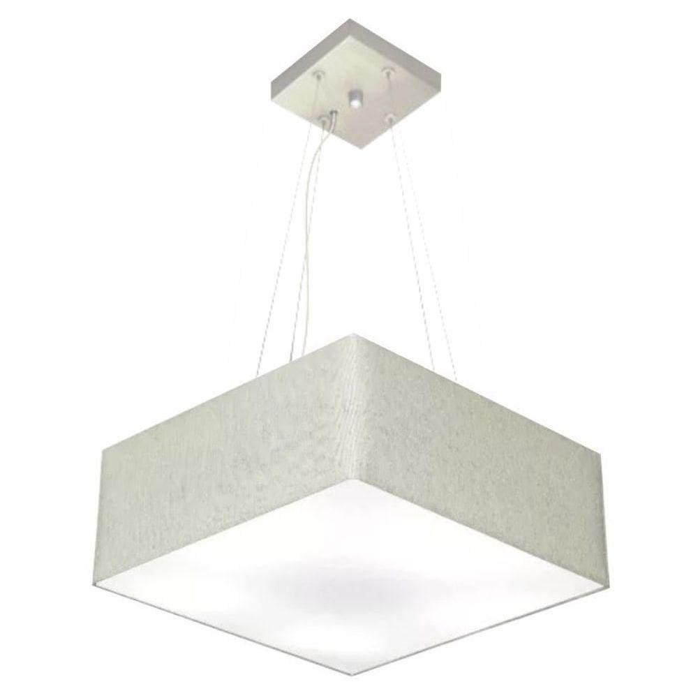 Lustre Pendente Quadrado Vivare Md-4194 Cúpula Em Tecido 12/40x40cm - Bivolt Rustico-cinza 127/220v