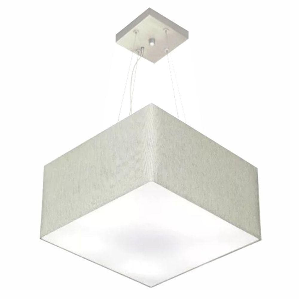 Lustre Pendente Quadrado Md-4197 Cúpula Em Tecido 25/45x45cm Rustico Cinza - Bivolt
