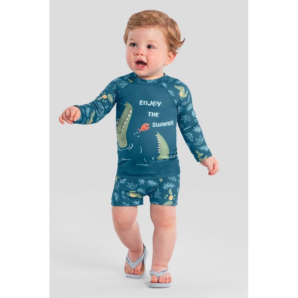 Conjunto infantil menino em malha UV Brandili Hora do Mergulho