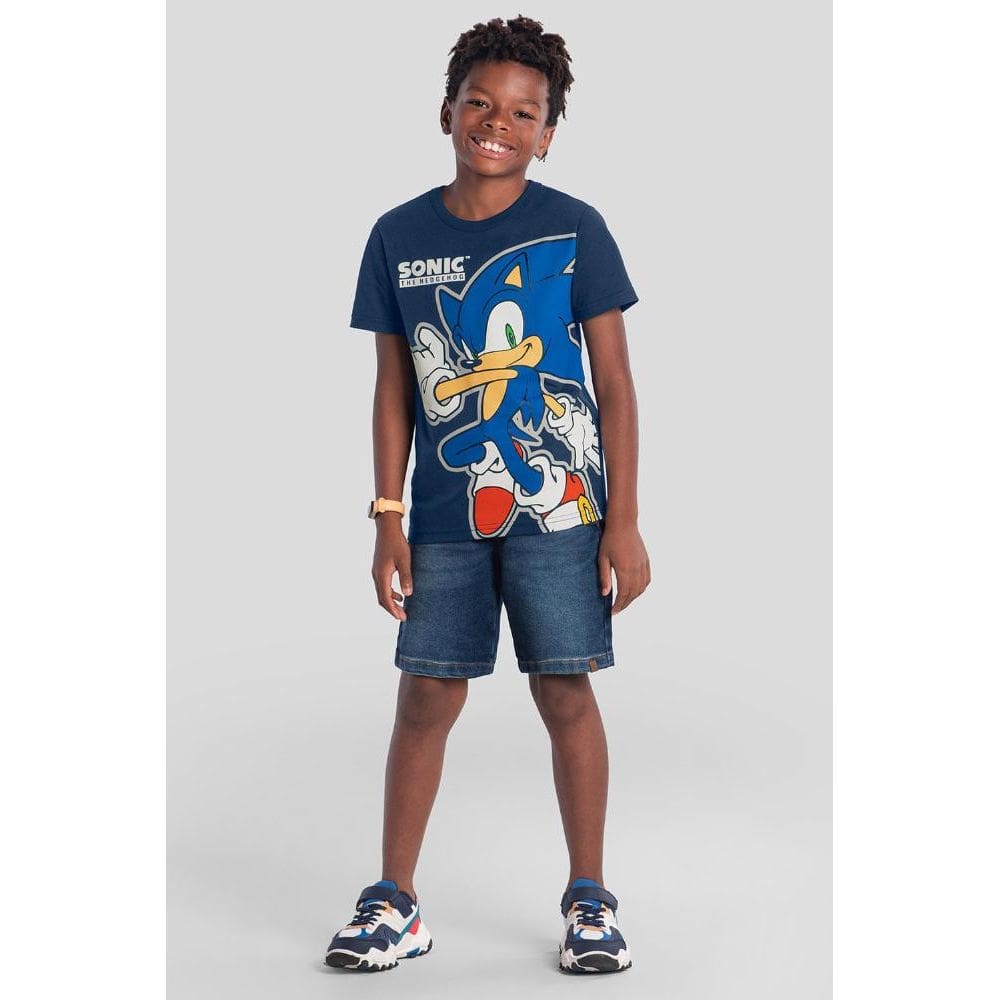 Camiseta infantil menino do Sonic Brandili