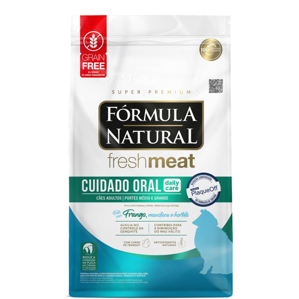 Ração Fórmula Natural Cães Fresh Meat Cuidado Oral Ad.Raças Med/Gd. 12Kg