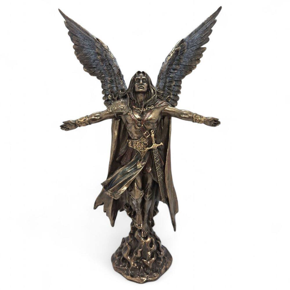 Imagem Arcanjo Uriel de Bronze Detalhado Decoração 27 cm
