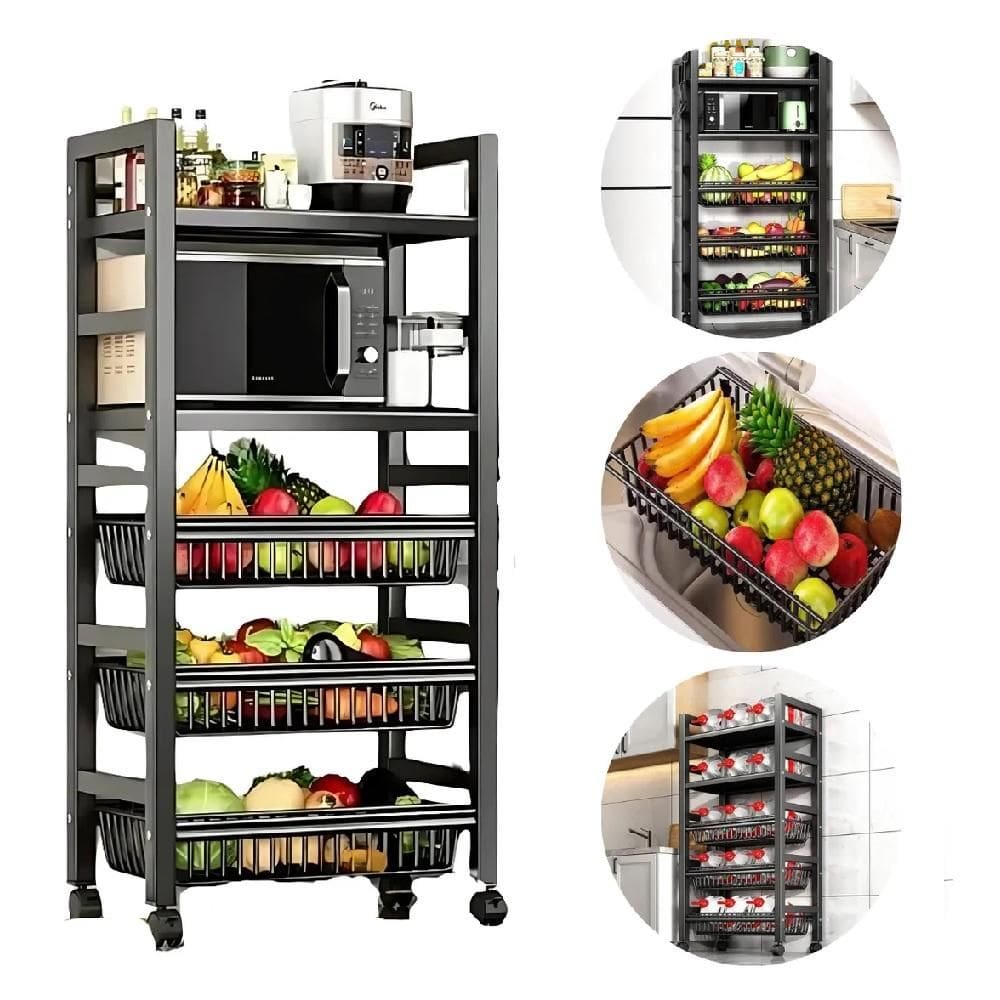 Suporte Microondas Bebedoouro Estante 5 Prateleiras Carrinho Organizador Rack Portatil 5 Andares Armario Cozinha Varanda