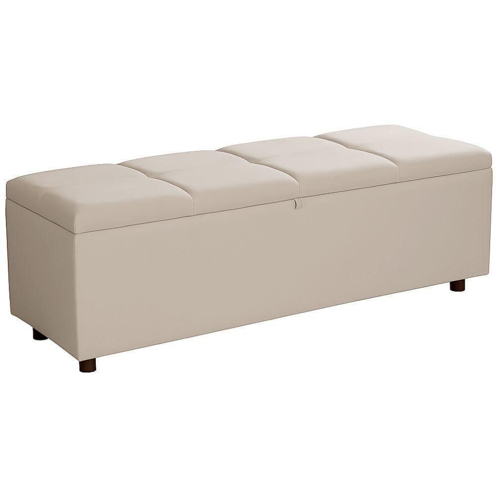Baú Recamier Espanha Veludo Marfim 140 Cm