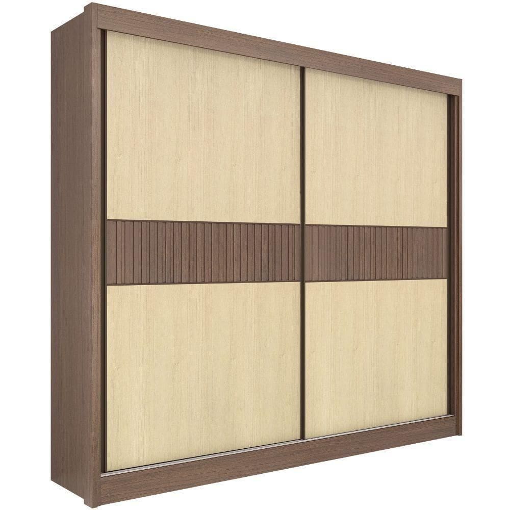Guarda Roupa Cancun Ripado Castanho Linho 2 Portas 6 Gavetas D?doro