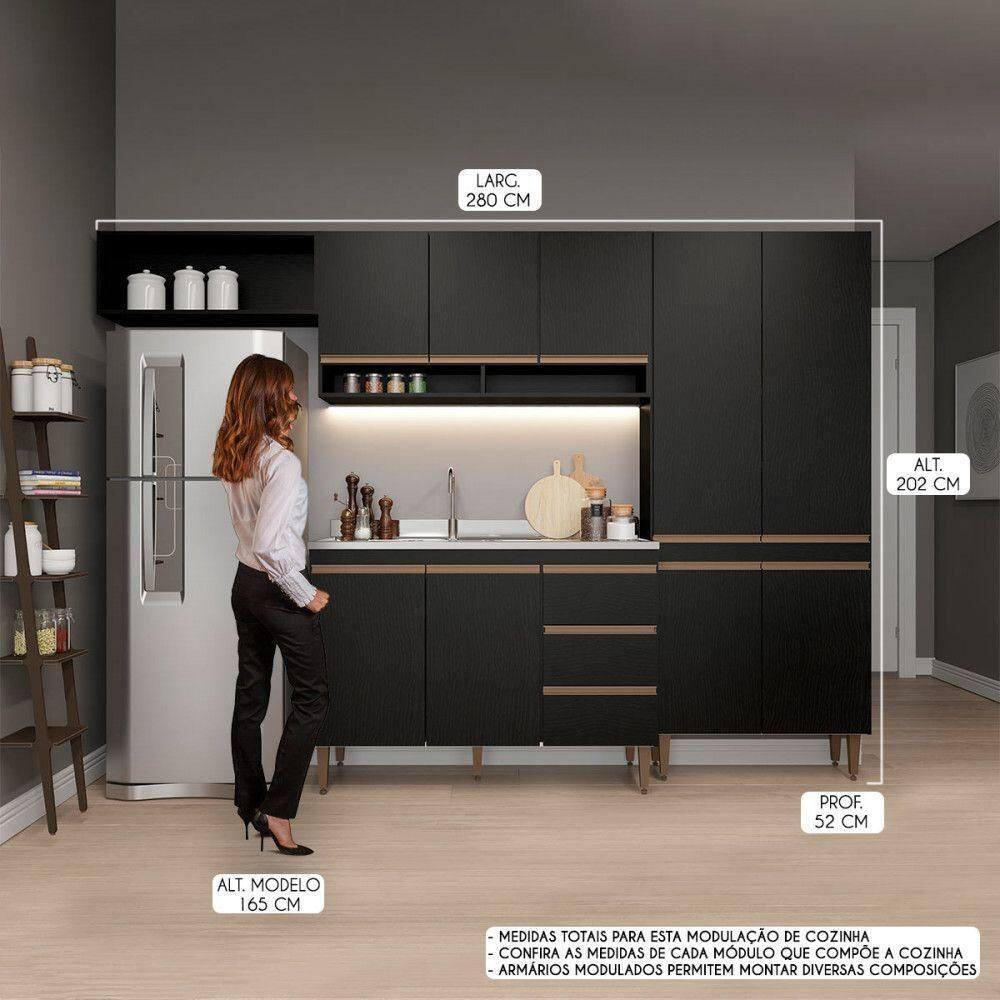 Armário De Cozinha Sabrina 4 Peças 280x202cm Mdp | Casas Bahia