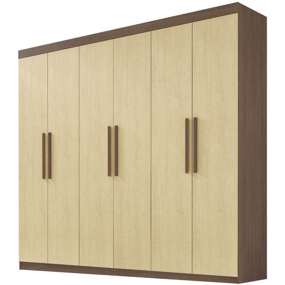 Guarda Roupa Leblon Castanho Linho 6 Portas 4 Gavetas D?doro