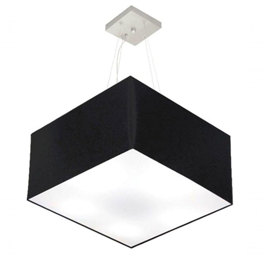 Lustre Pendente Quadrado Vivare Md-4199 Cúpula Em Tecido 30/60x60cm - Bivolt Preto 127/220v