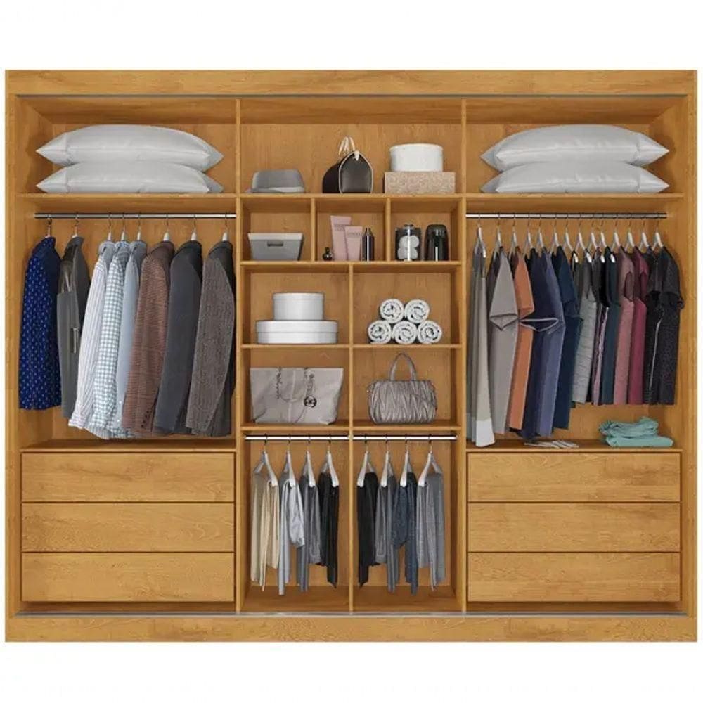 Guarda Roupa Casal Ripado 3 Portas Com Espelho - Athenas - Europa