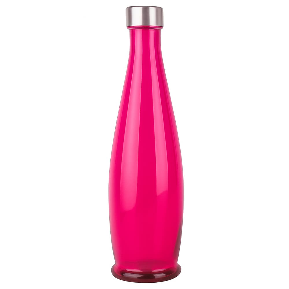 Garrafa De Água Geladeira Suco Vidro Tampa Inox 1 Litro Rosa