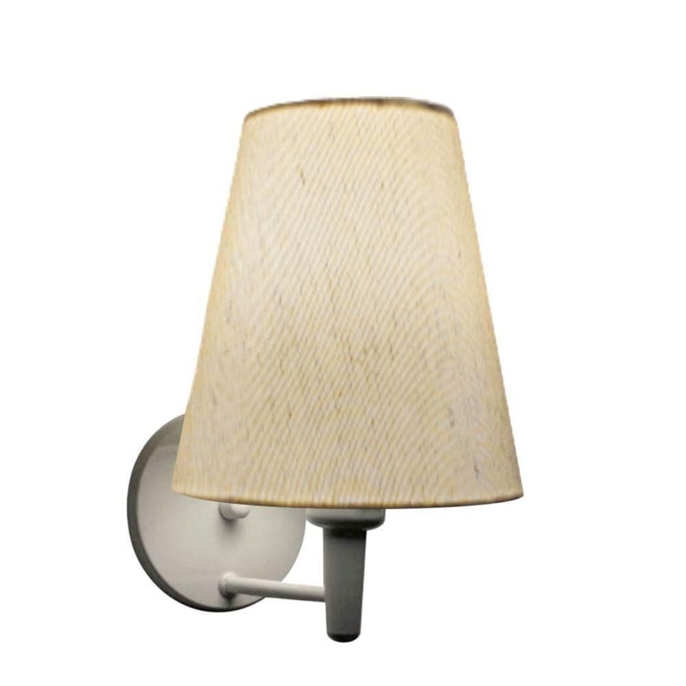 Arandela Cone Md-2007 Base Branco Cúpula Em Tecido 20/08x18cm Linho Bege - Bivolt
