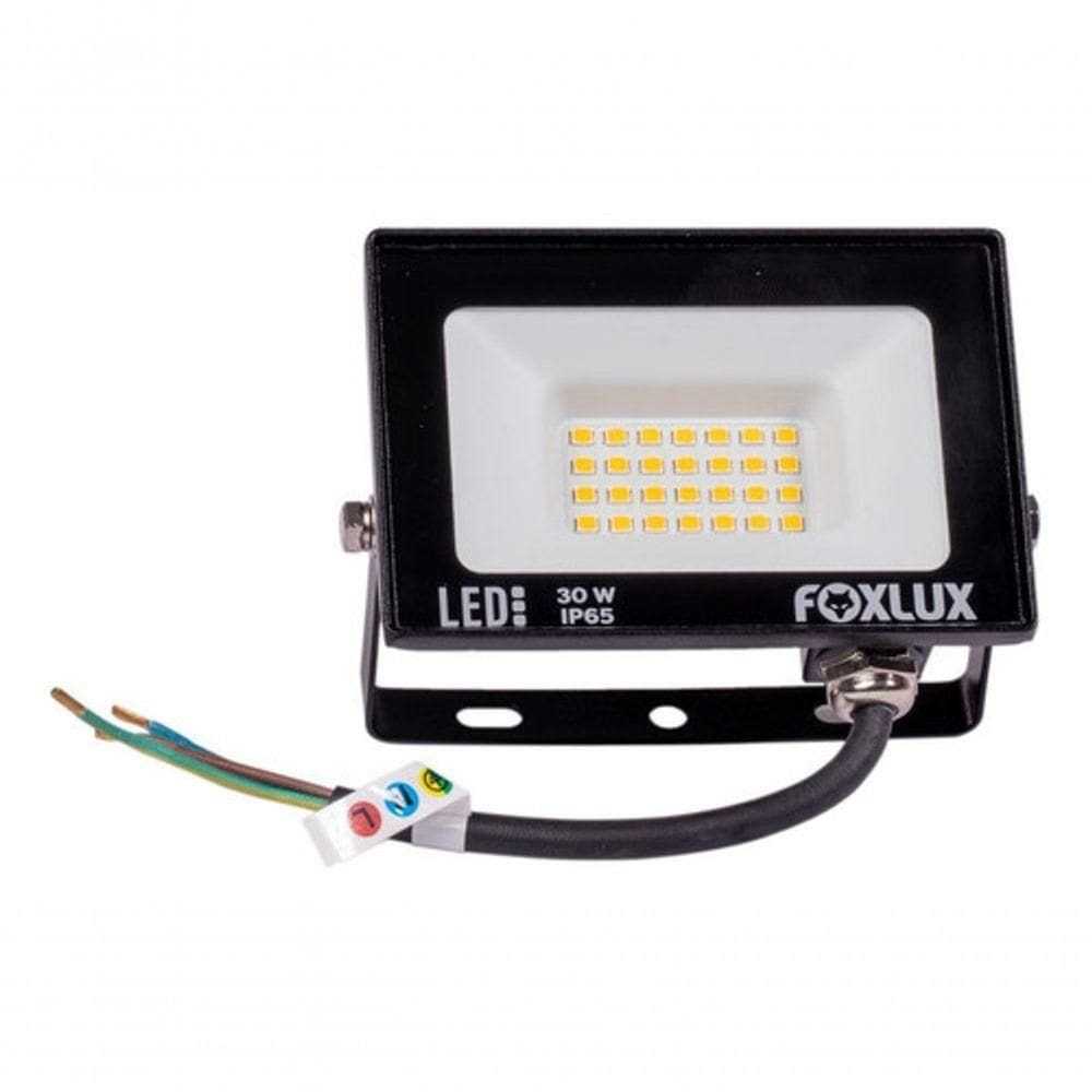 Refletor Led 30w 3000k Preto Bivolt Foxlux