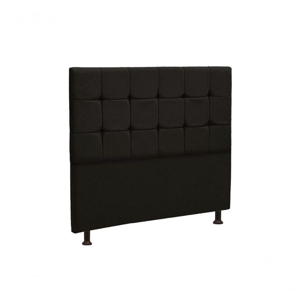 Cabeceira Estofada Cama Box Casal 195cm Quadrados - Mhs Preto