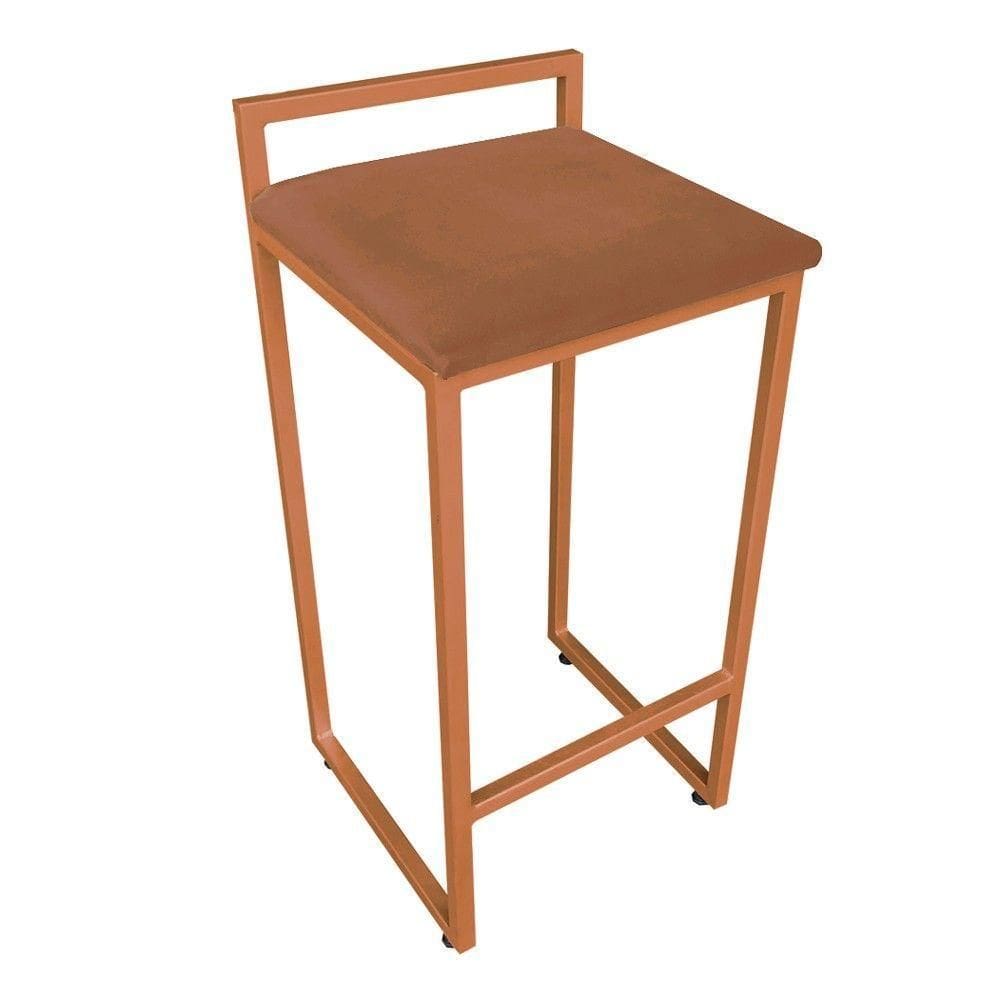Conjunto 02 Banquetas Alta Lavínia Suede Base Cobre DRossi Terra