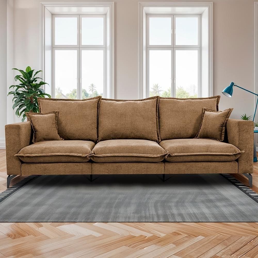 Sofá 3 Lugares Modular Boma. 2,40m Boucle Sofá Inbox Caramelo.