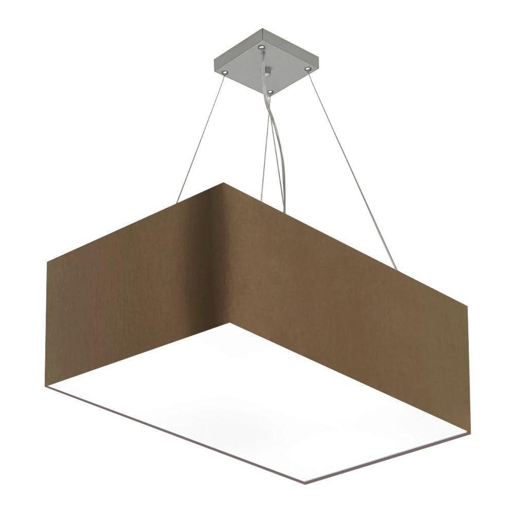 Lustre Pendente Retangular Md-4372 Cúpula Em Tecido 60x40cm Caqui
