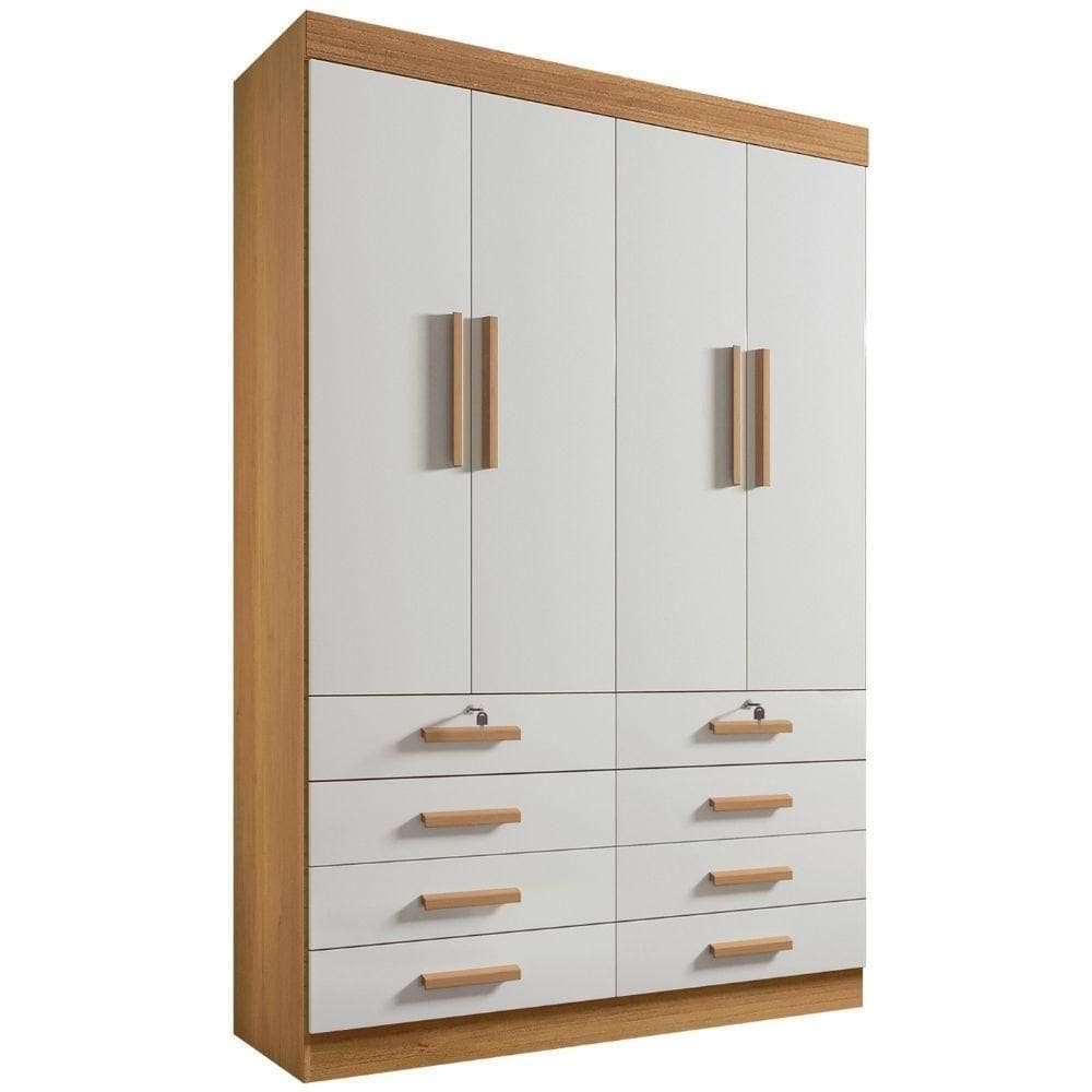 Guarda Roupa Mônaco Plus Cinamomo Off White 4 Portas 8 Gavetas D?doro