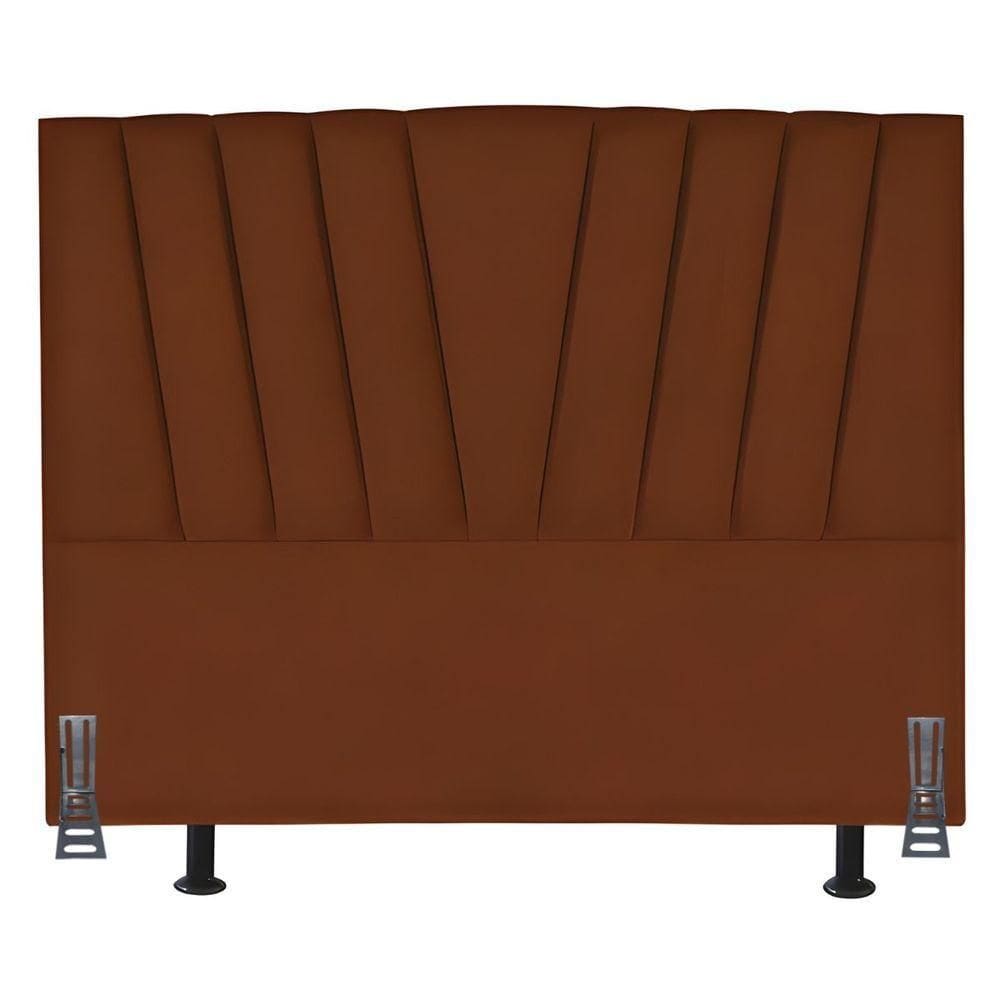 Cabeceira Cama Box Casal 140 Cm Safira Em Suede Com Frame Cor:terracota