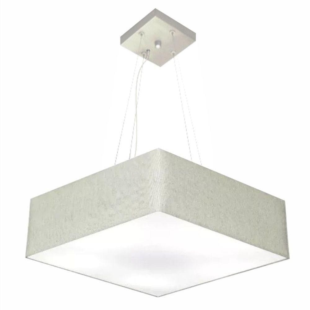 Lustre Pendente Quadrado Vivare Md-4032 Cúpula Em Tecido 15/50x50cm - Bivolt Rustico-cinza 127/220v