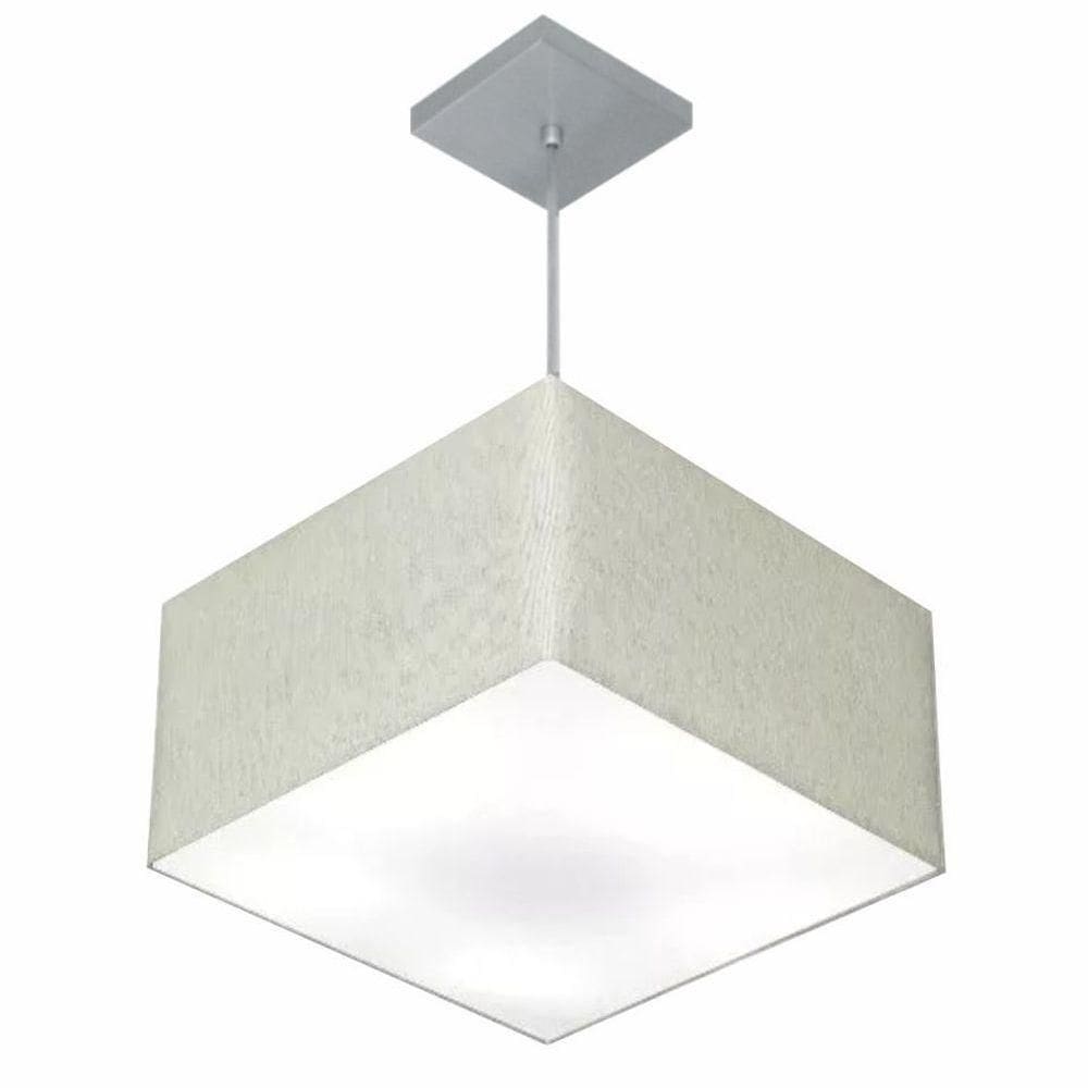 Lustre Pendente Quadrado Vivare Md-4020 Cúpula Em Tecido 21/35x35cm - Bivolt Rustico-cinza 127/220v