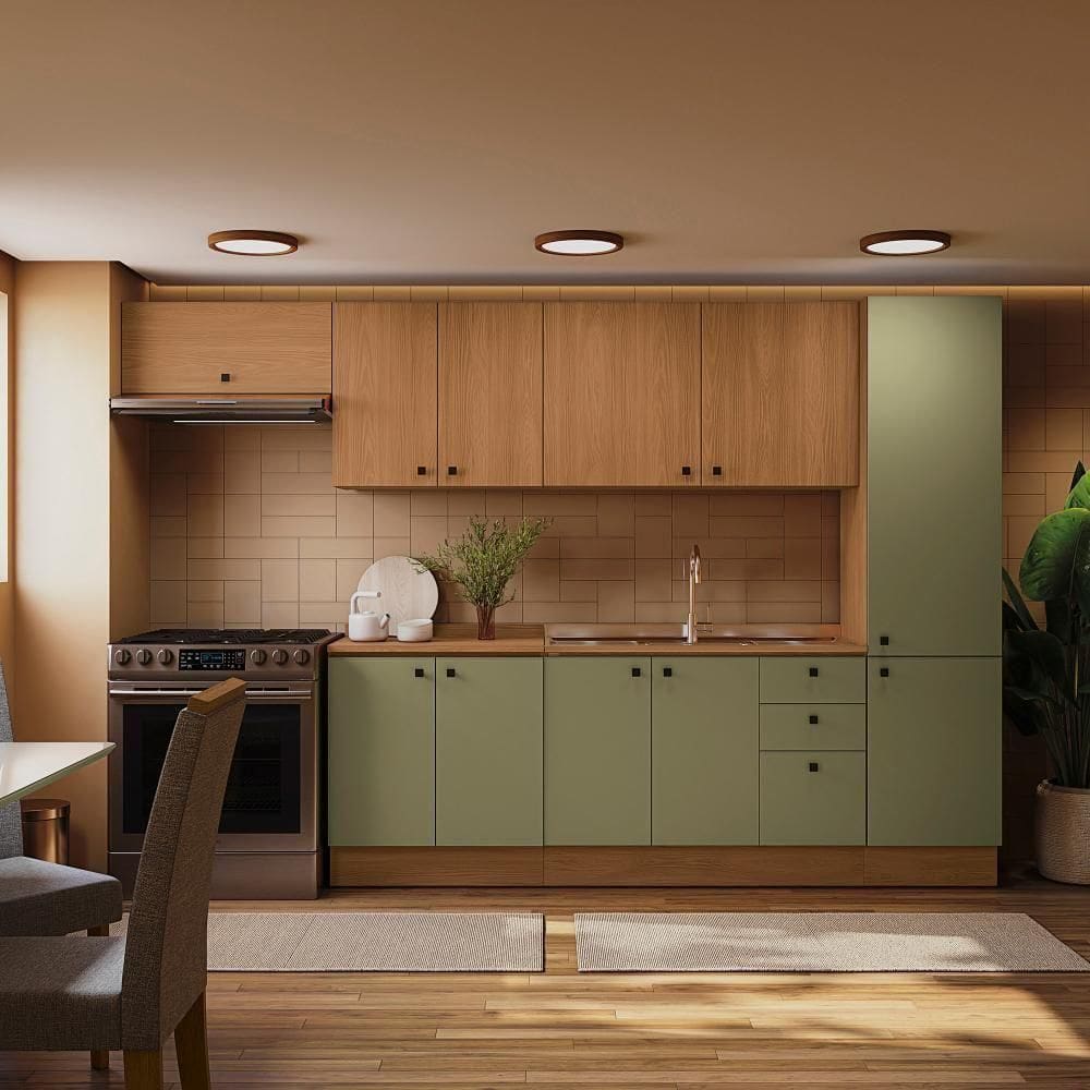 Cozinha Modulada Pixel Kappesberg 100% Mdp Canela-verde Frevo-canela 330cm