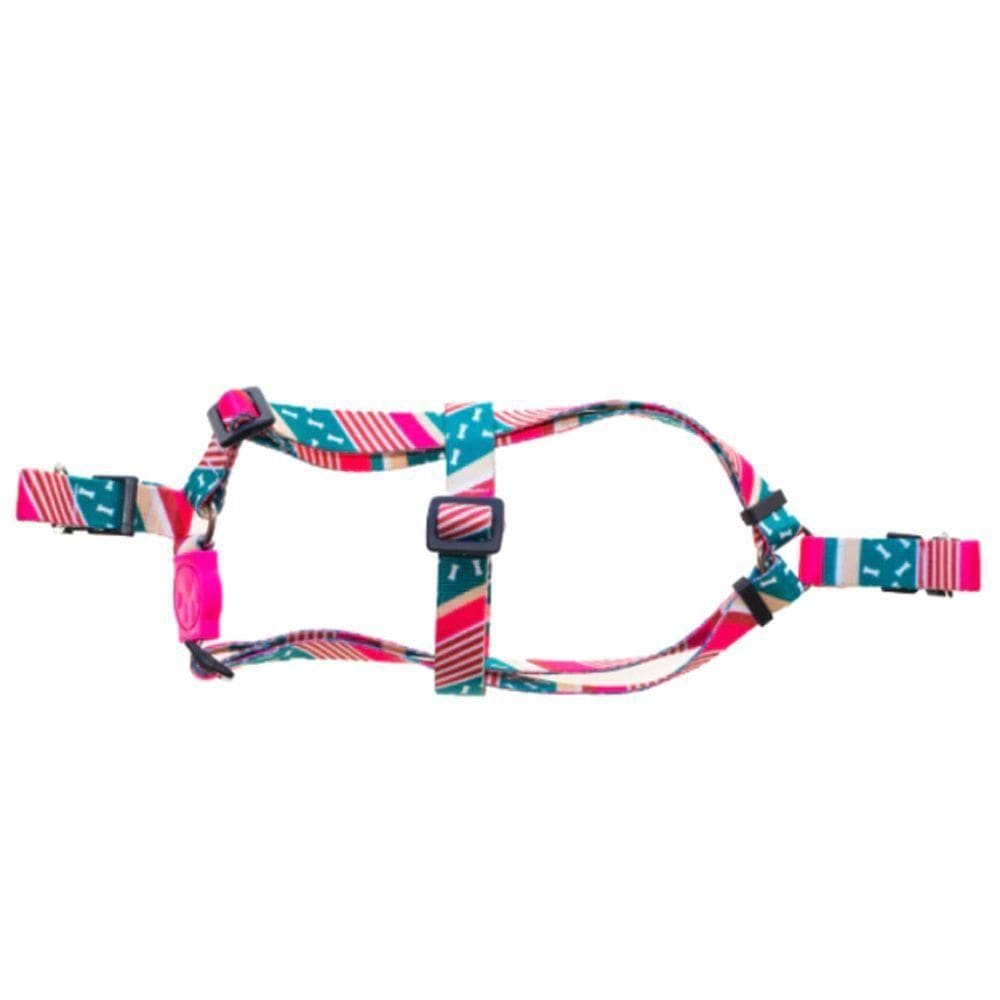 Peitoral Para Cães Osso Rosa Ampla Pet Tamanho M