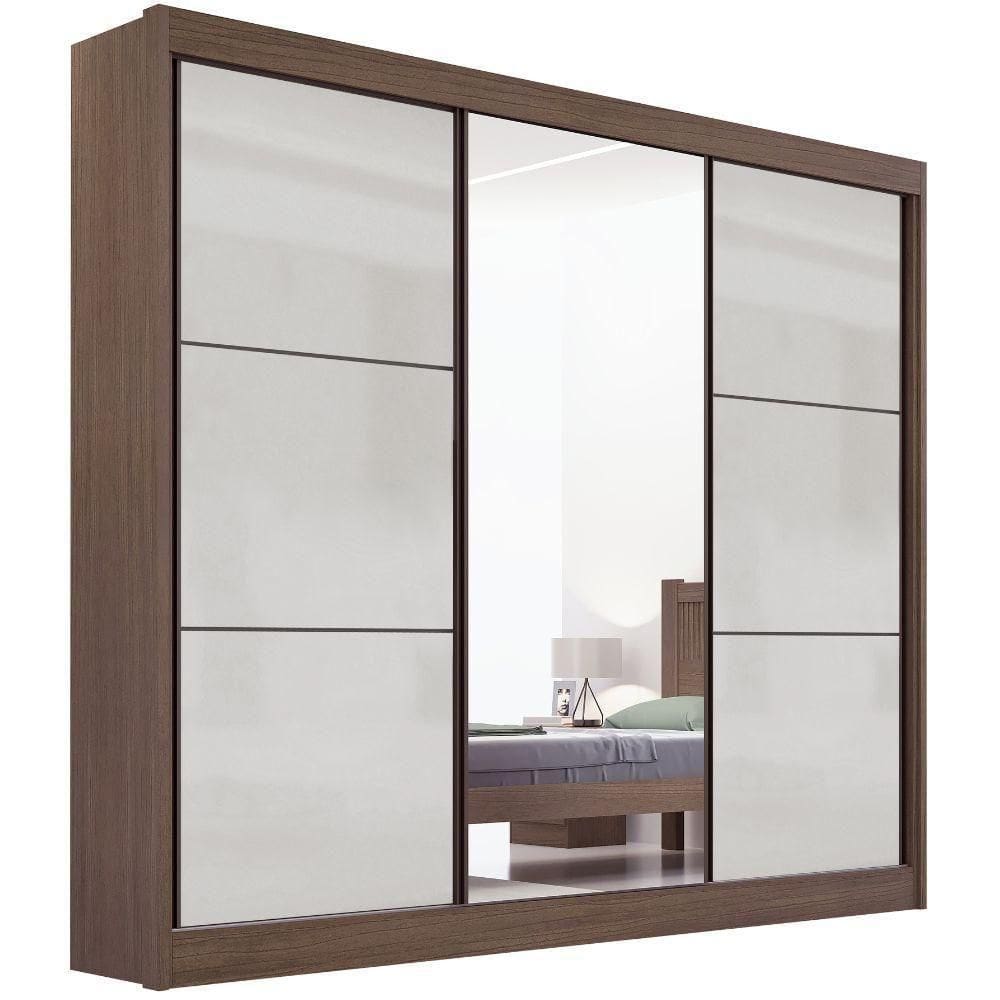 Guarda Roupa Cristal Castanho Off White 3 Portas 6 Gavetas D?doro