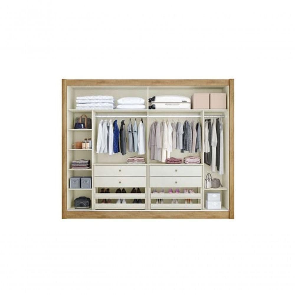 Guarda Roupa Casal 2 Portas 4 Gavetas - Creta-amêndoa - Móveis Europa