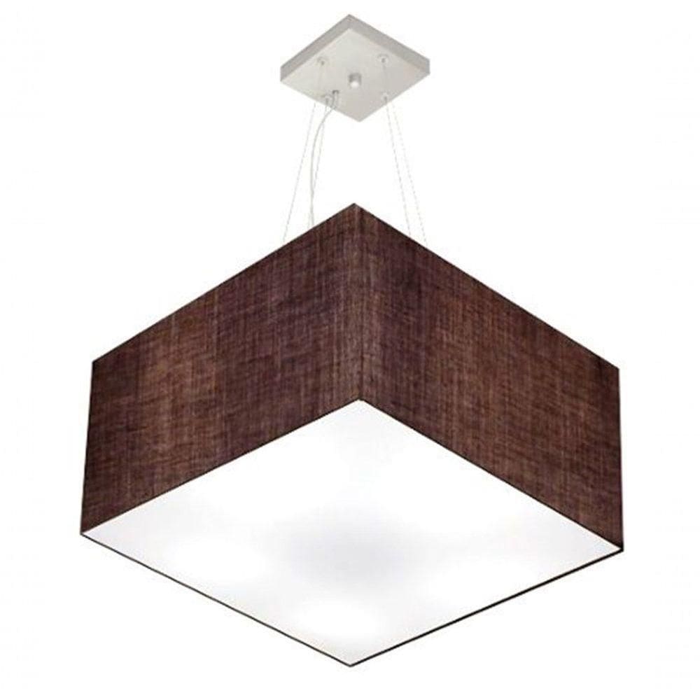 Lustre Pendente Quadrado Md-4199 Cúpula Em Tecido 30/60x60cm Café - Bivolt