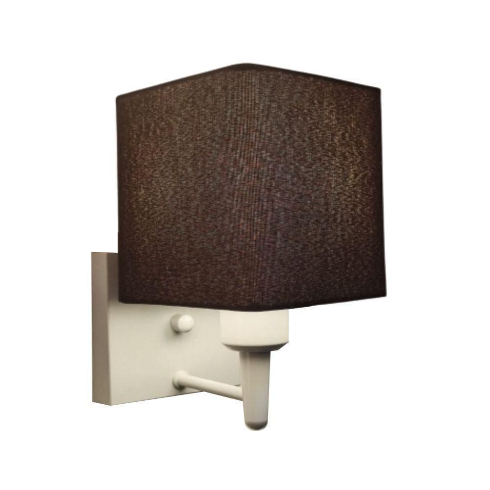 Arandela Quadrada Vivare Md-2006 Base Branco Cúpula Em Tecido - Bivolt Branco-café 127-220v