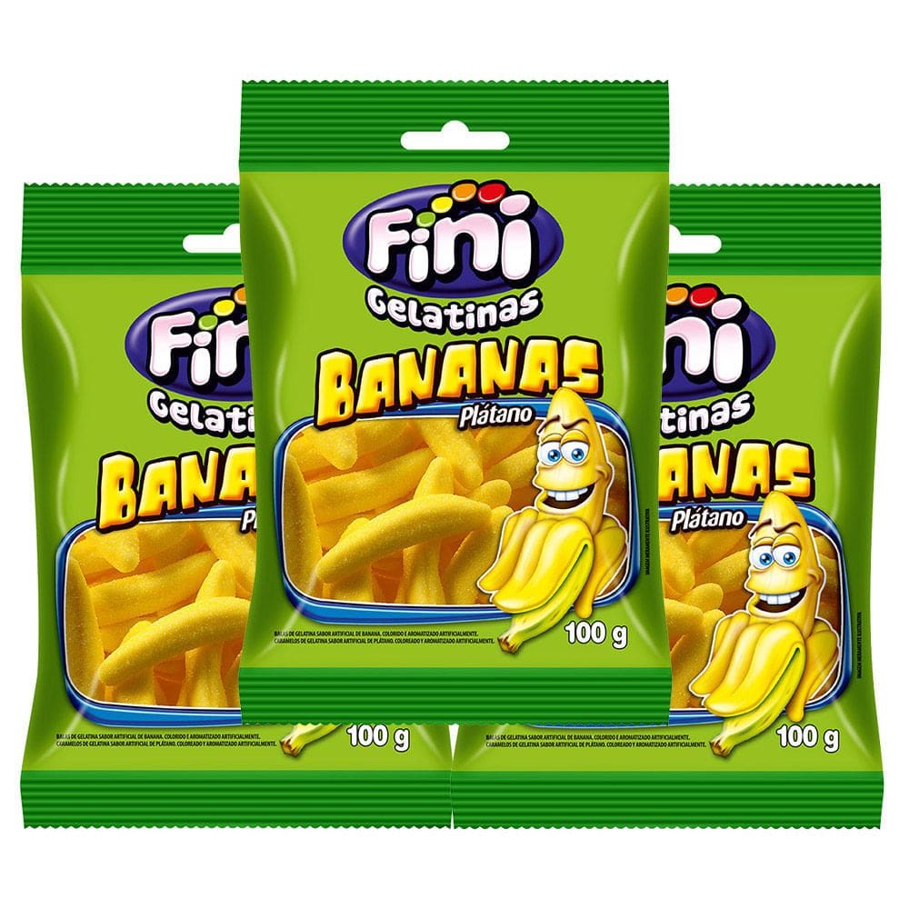 Balas de Gelatina Fini Banana 100g | Kit com três unidades