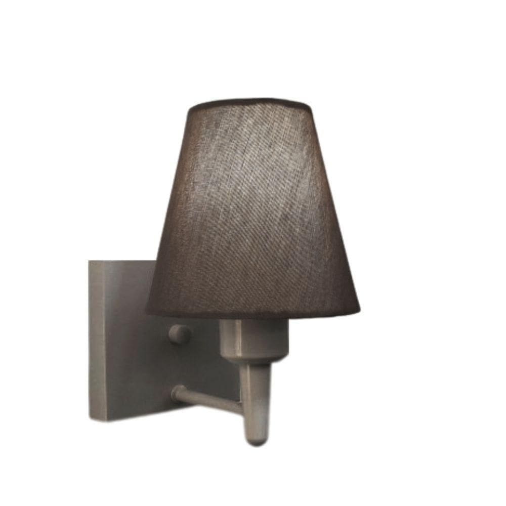 Arandela Quadrada Md-2034 Cinza Cúpula Em Tecido Cone Cinza Escuro - Bivolt