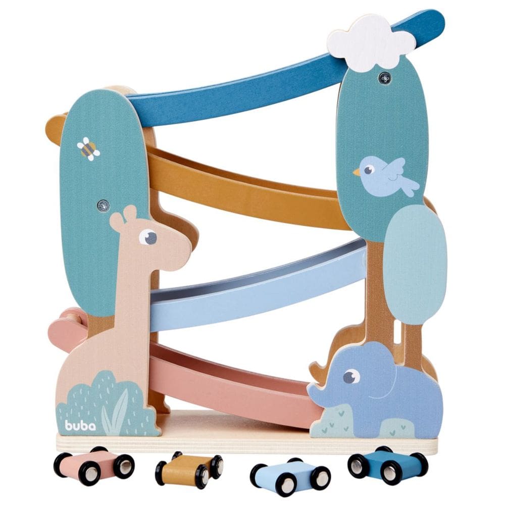 Torre de Carrinhos Cloudy Estimula a Coordenação Motora Madeira Atóxico +3 Anos Buba