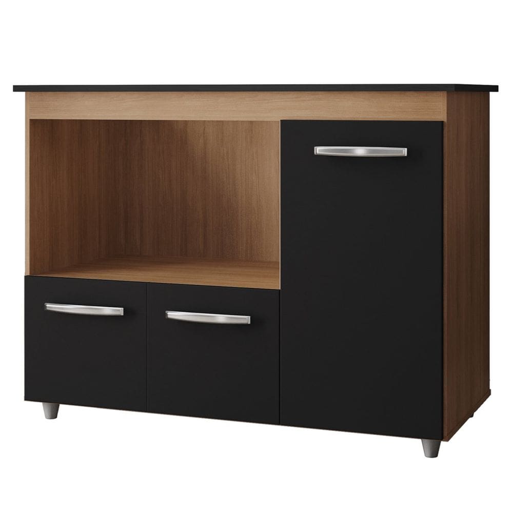 Balcão Cooktop 3 Portas MDP Dobradiças Metálicas Pés Anita