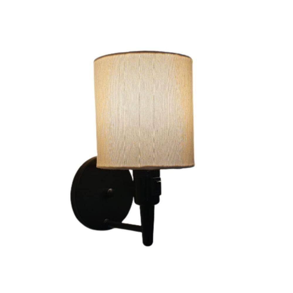 Arandela Cilíndrica Md-2030 Preto Com Liga E Desliga Cúpula Algodão Crú - Bivolt