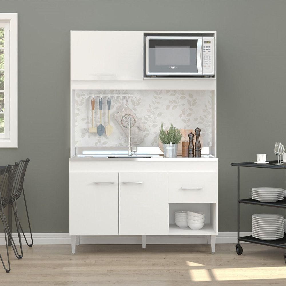 Armário De Cozinha P- Kitnet 122x188cm Mdp Menu Móveis Branco