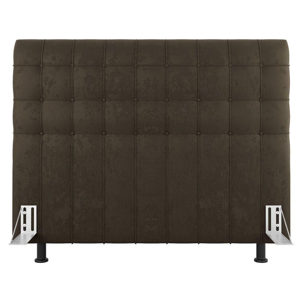 Cabeceira Cama Box Casal King Size Dahlia 195Cm Com Frame Suede Marrom - Abmaza
