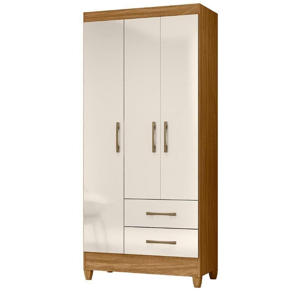 Guarda Roupa Solteiro Lima 3 Portas 182x82 Cm Freijo Off White Moval