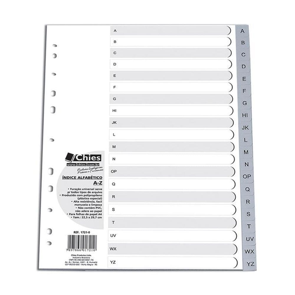 Índice alfabético A4 A/Z 1721 cinza Chies