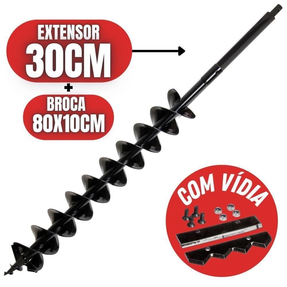 Broca Espiral Duplo 800x100mm C/ Lâmina De Vídia E Alongador