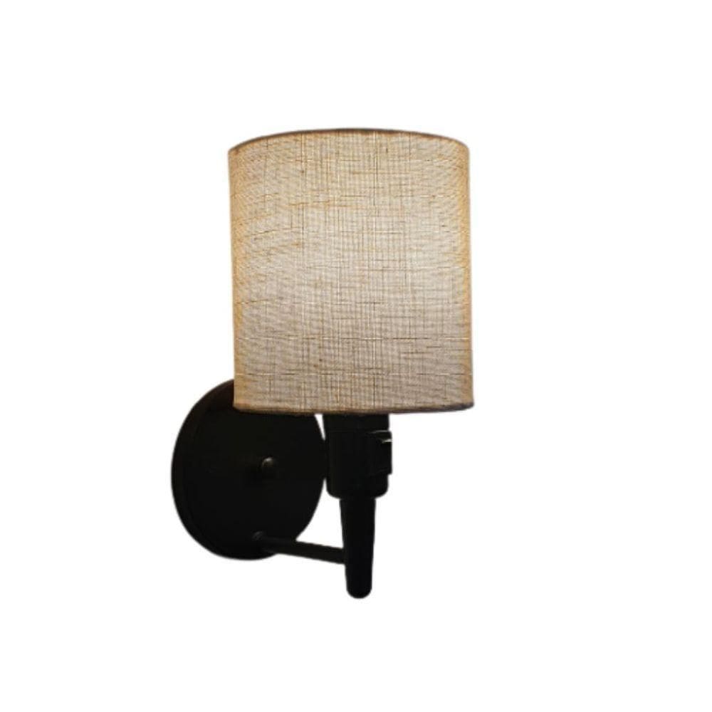 Arandela Cilíndrica Md-2030 Preto Com Liga E Desliga Cúpula Rustico Bege - Bivolt