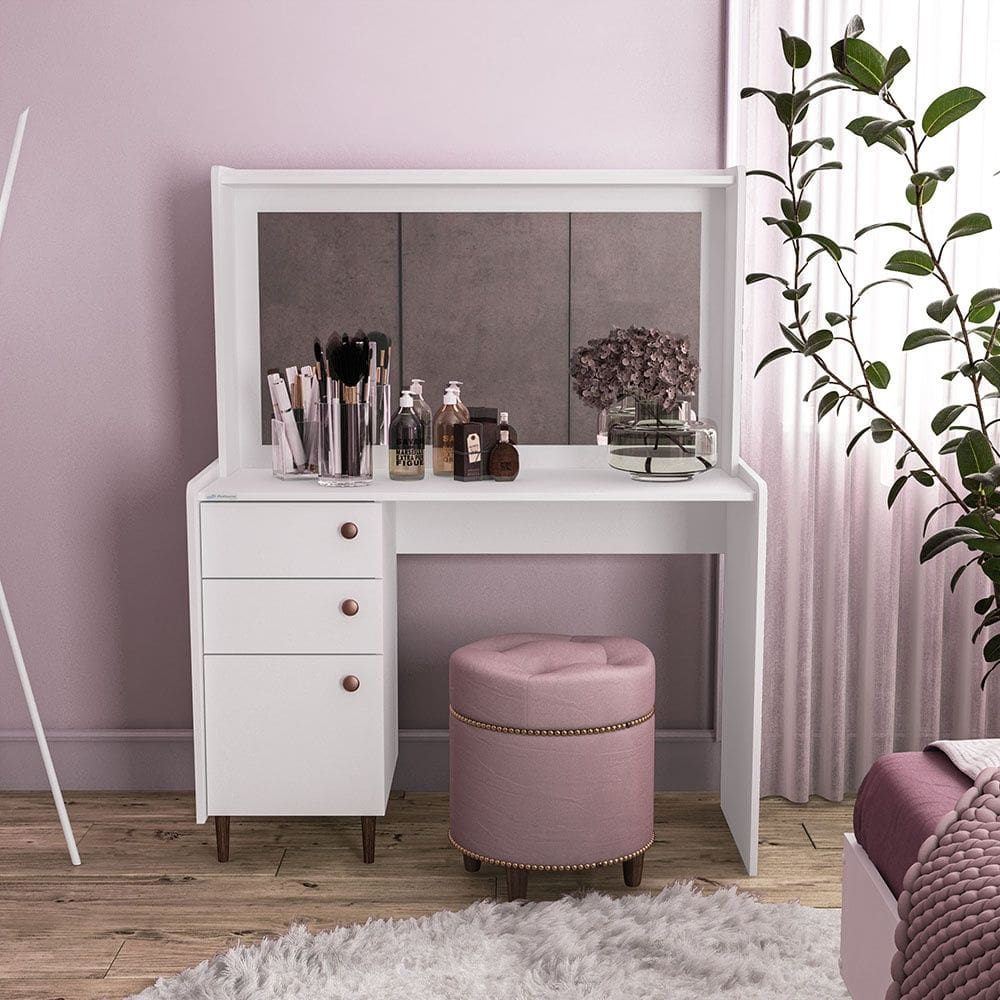 Penteadeira Luisiana 2 Gavetas 1 Porta Branco Politorno Móveis