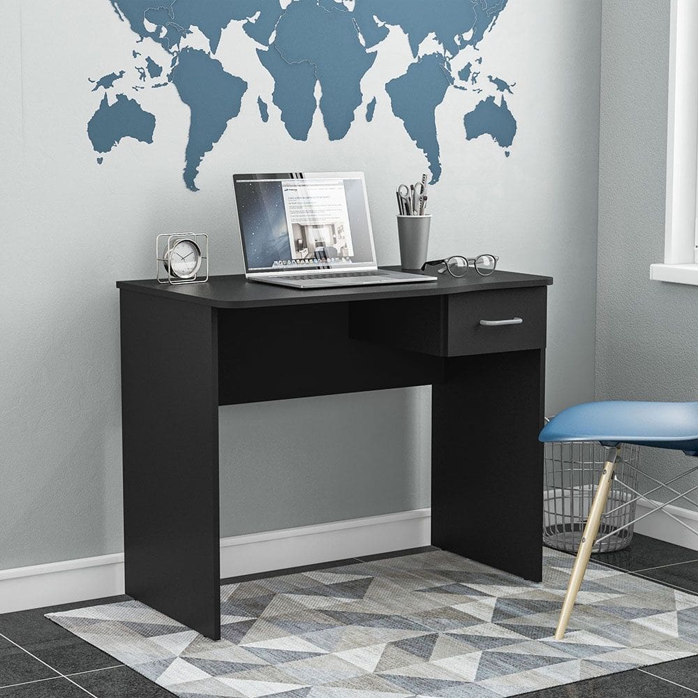 Mesa de Escritório Arapeí 90cm 1 Gaveta Preto Politorno Móveis