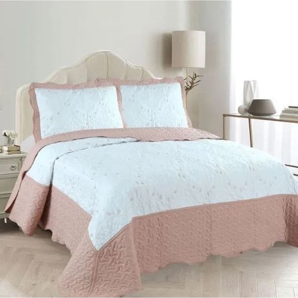 Kit Colcha Casal Maison 2,20m x 2,40m com 3 Peças - Rozac - Rosa